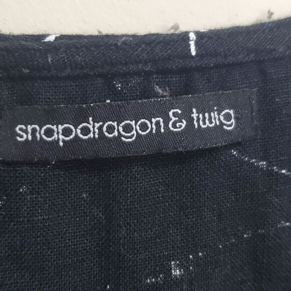 Snapdragon & Twig Linen Tunic Dress Size Medium Black Abstract Painted Artsy - Picture 5 of 11